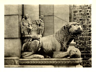 Tafel 017a Spalato - romanischer Löwe am Domeingang - Heliografie Kowalczyk 1909