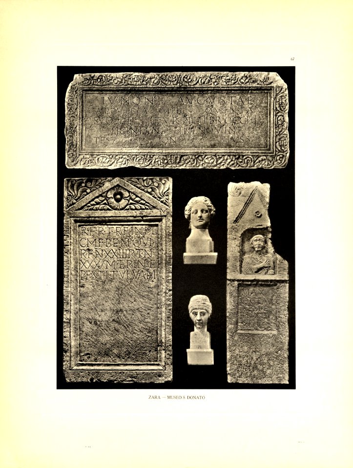 Tafel 067 Zara - Museo S. Donato Inschriftstein Pfeiler - röm. Grabstein - Heliografie Kowalczyk 1909