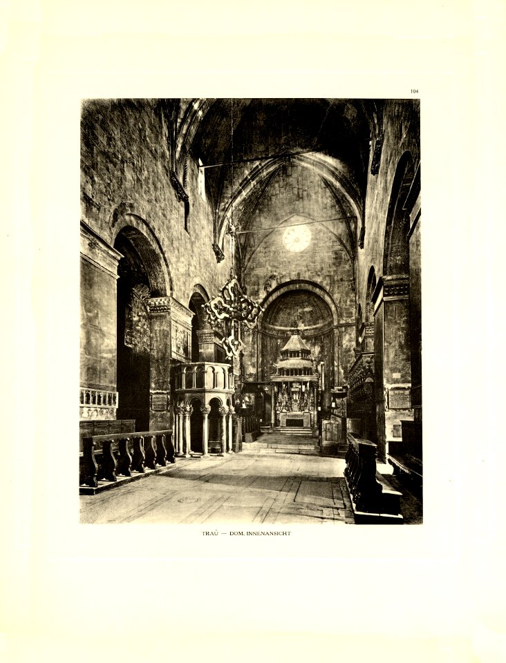 Tafel 104 Traú - Trogir - Dom, Innenansicht - Heliografie Kowalczyk 1909