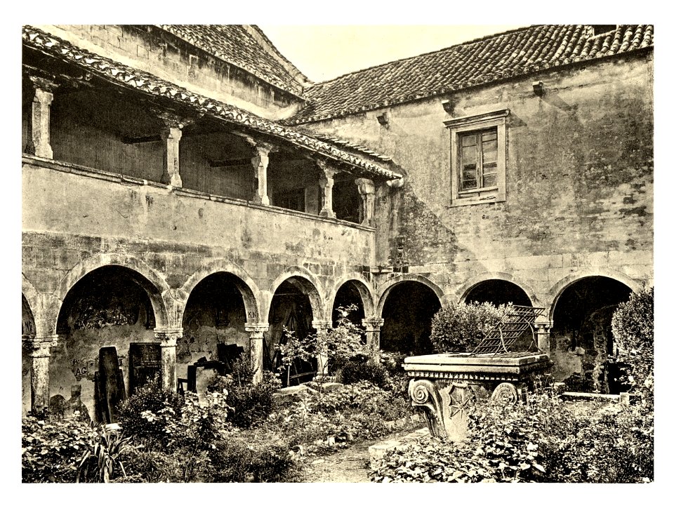 Tafel 108b Traú - Trogir - Hof im Kommunalpalast, Gartenanlage- Heliografie Kowalczyk 1909