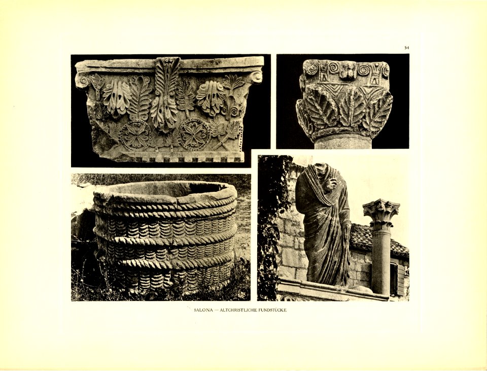 Tafel 054 Salona - Fundstücke - links unten Weinpresse frühchristlich - Heliografie Kowalczyk 1909