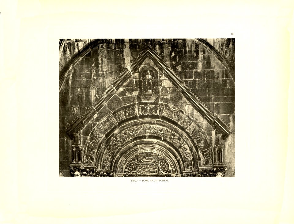 Tafel 103 Traú - Trogir - Dom, Hauptportal in der Vorhalle - Heliografie Kowalczyk 1909