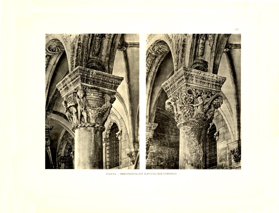 Tafel 122 Ragusa-Dubrovnik - Kapitäle von der Vorhalle des Rektorenpalastes - Heliografie Kowalczyk 1909
