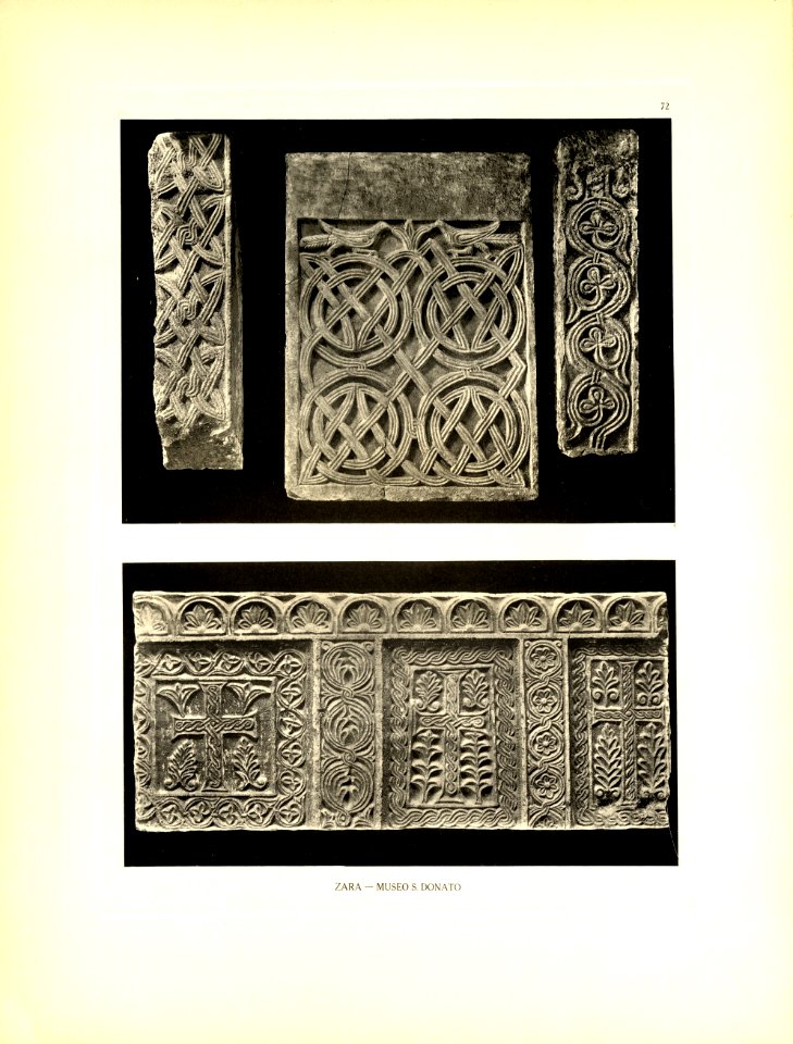 Tafel 072 Zara - Museo San Donato Fragmente von Brüstung in Baptisterium X und XI Jhdt - Heliografie Kowalczyk 1909