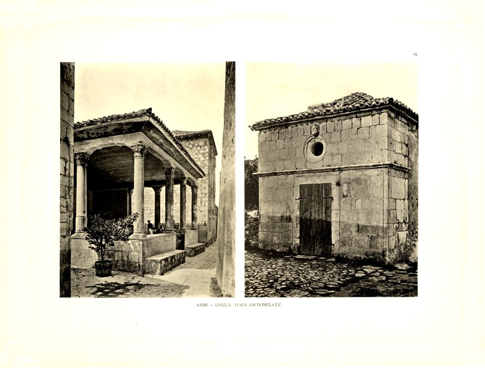 Tafel 091 Arbe - Loggia, rechts Haus am Domplatz - Heliografie Kowalczyk 1909
