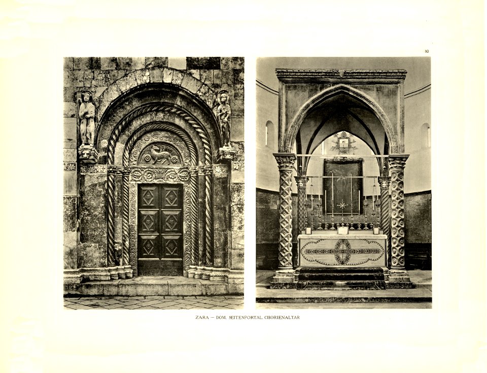 Tafel 080 Zara - Dom Seitenportal - Ziborienaltar - Heliografie Kowalczyk 1909