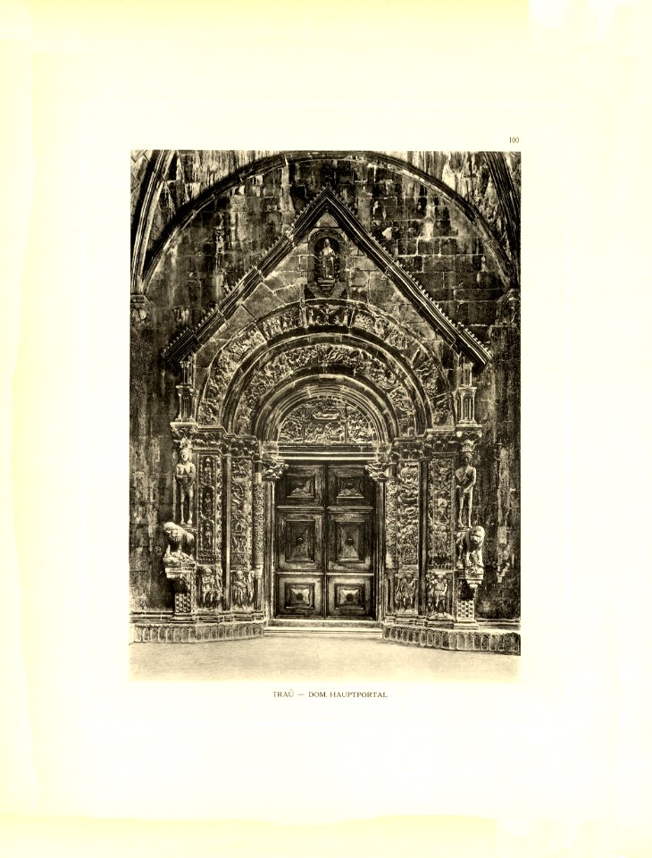 Tafel 100 Trau - Trogir - Dom, Hauptportal in der Vorhalle - Heliografie Kowalczyk 1909