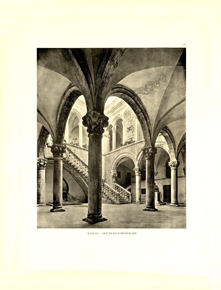 Tafel 125 Ragusa-Dubrovnik - Hof im Rektorenpalast - Heliografie Kowalczyk 1909