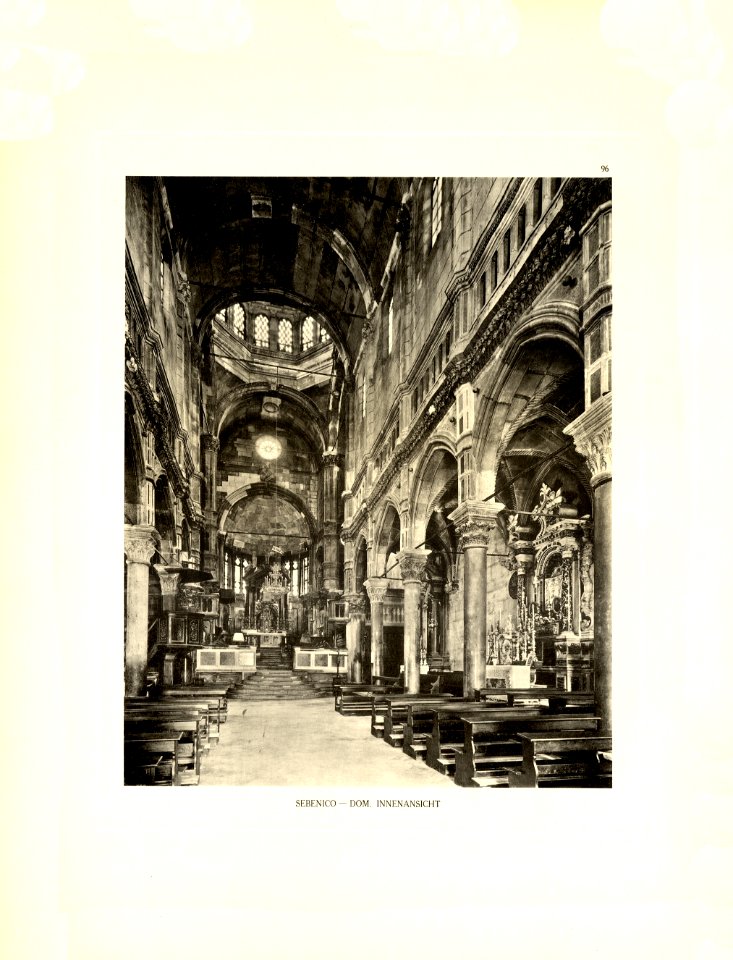 Tafel 096 Sebenico - Dom, Innenansicht - Heliografie Kowalczyk 1909