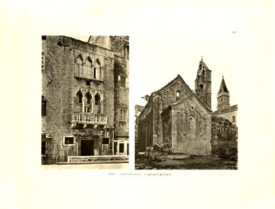 Tafel 109 Traú - Trogir - Gotisches Haus am Domplatz, Kirche von San Giovanni Battista - Heliografie Kowalczyk 1909