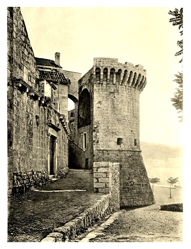 Tafel 113a Korcula - Curcola - Venzianischer Festungsturm - Heliografie Kowalczyk 1909