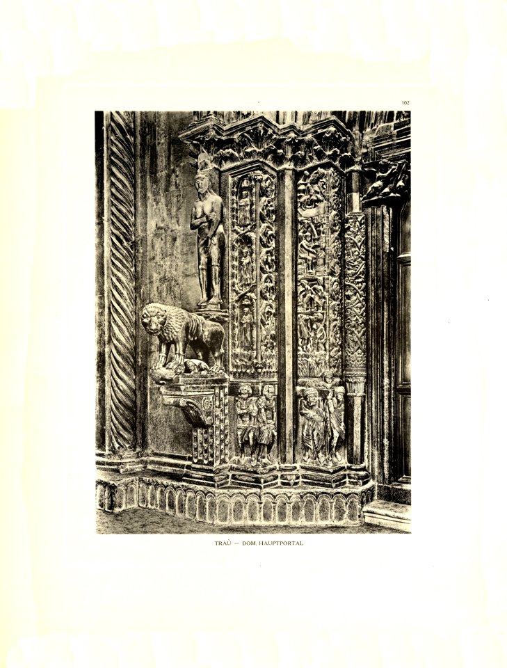 Tafel 102 Trau - Trogir - Dom, Hauptportal in der Vorhalle - Heliografie Kowalczyk 1909