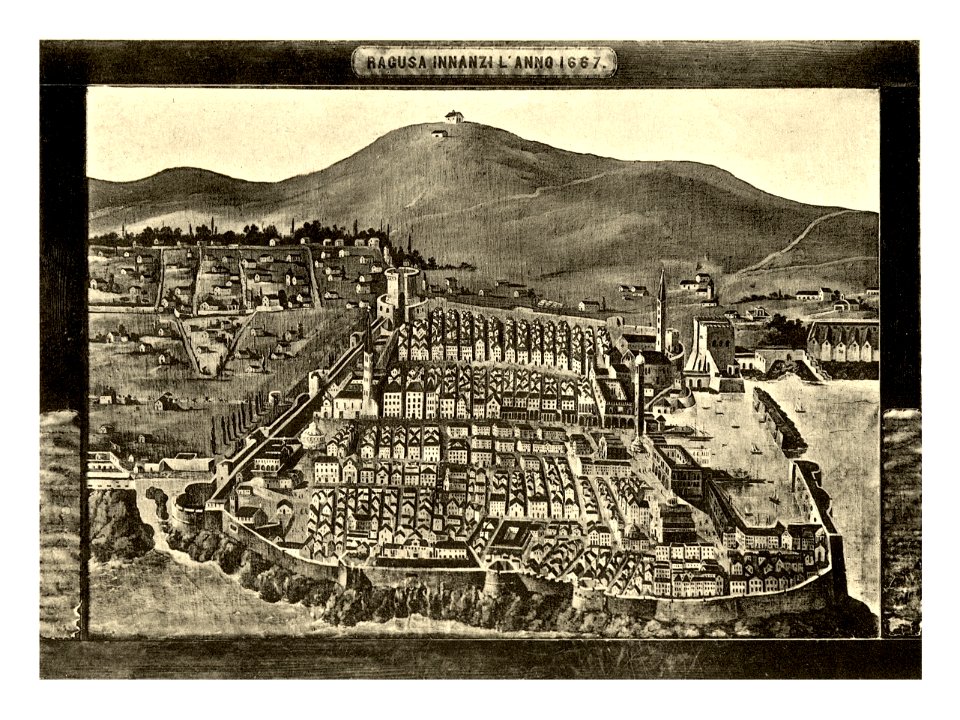 Tafel 115a Ragusa-Dubrovnik - vor dem Erdbeben 1667 - Heliografie Kowalczyk 1909