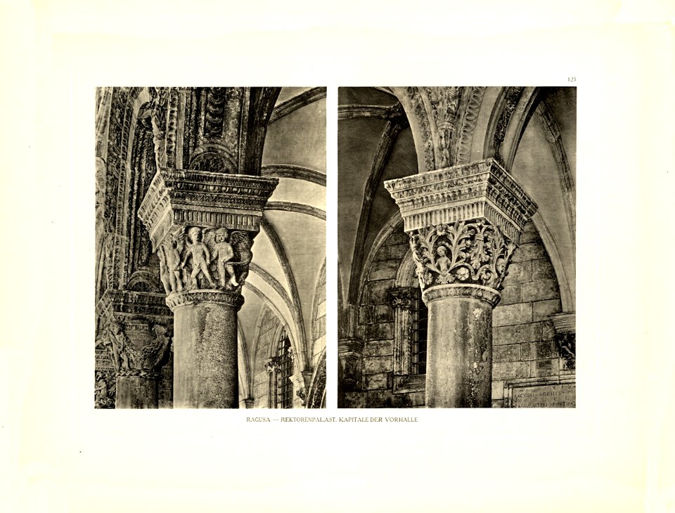 Tafel 123 Ragusa-Dubrovnik - Kapitäle von der Vorhalle des Rektorenpalastes - Heliografie Kowalczyk 1909