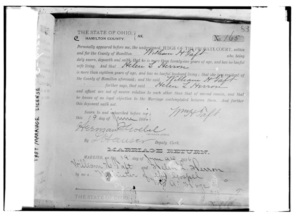 Taft Marriage License, Ohio LCCN2014689285