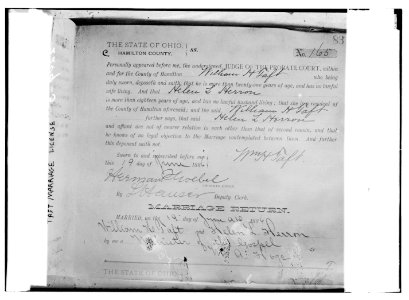 Taft Marriage License, Ohio LCCN2014689285