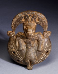 Tairona - Ocarina with Standing Zoomorphic Figure with Crescent Headdress - Walters 482845 photo