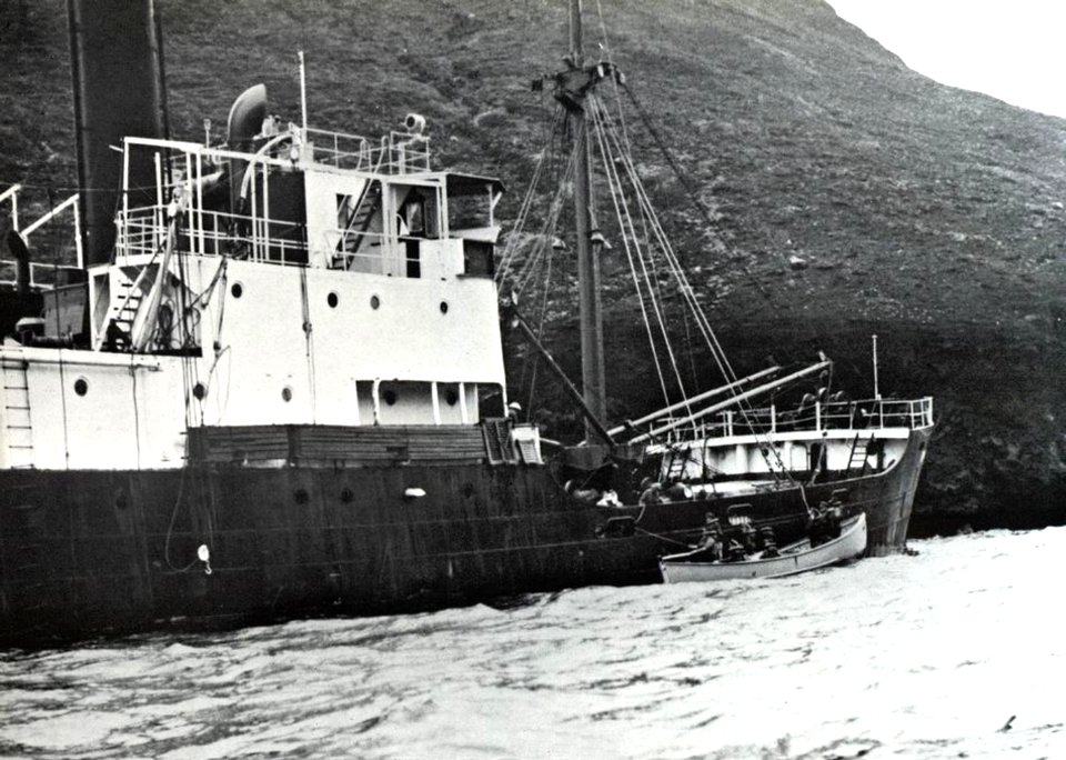 Taiwanese freighter Ping Tung agound on Yokoate-jima island, in 1957