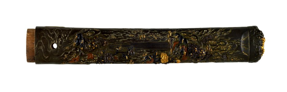 Takahashi Kiyotsugu - Tsuka with Waterfall and Chinese-style Lions - Walters 5112253B - Back