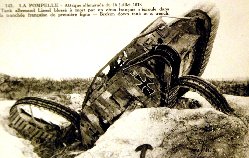 Tank allemand détruit, La Pompelle 1918