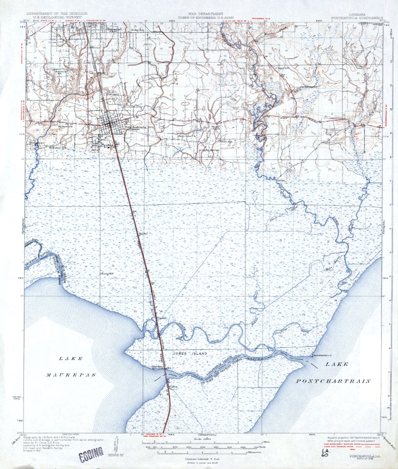 Tangipahoa Parish Louisiana Map 1935 Ponchatoula Pass Manchac
