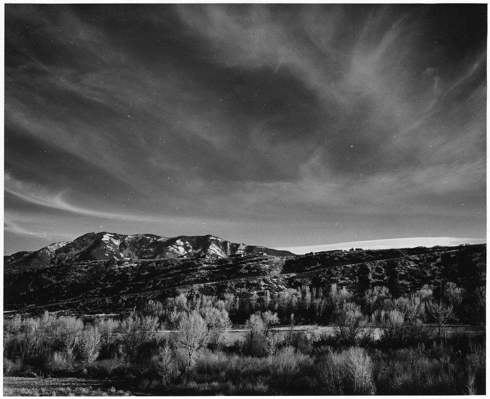 Taos County, New Mexico. Aspens in Valdez Valley, looking toward the Sange de Cristo Mountains. Ho . . . - NARA - 521824