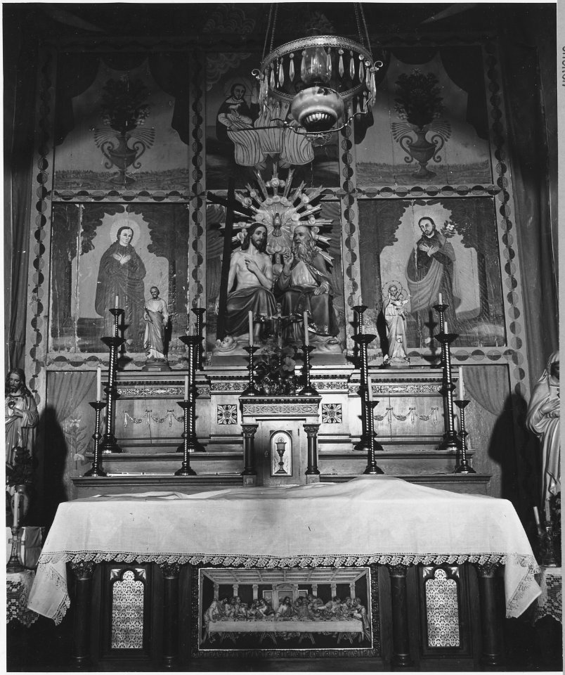 Taos County, New Mexico. Altar of church at Arroyo Seco - NARA - 521932