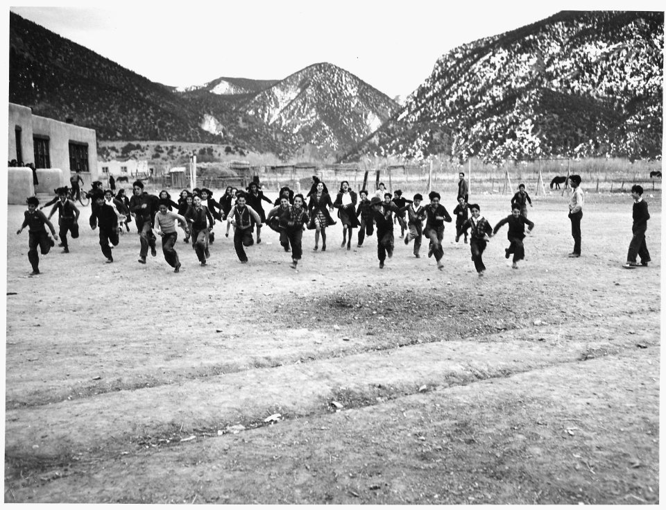 Taos County, New Mexico. Children play in the Questa schoolyard. - NARA - 521836