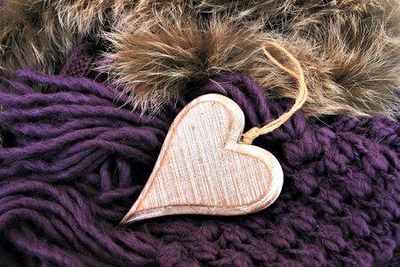 Wooden heart wool february photo
