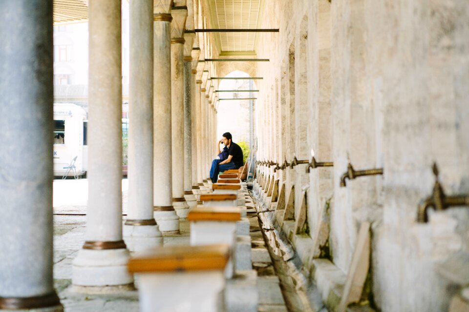 Sitting waiting building photo