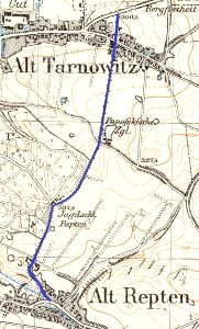 Tarnowskie Góry, ul. Repecka na mapie z 1929 (1883)