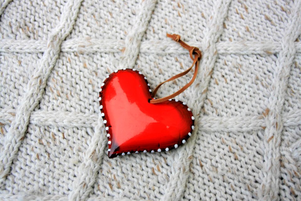 Wool textile gray heart
