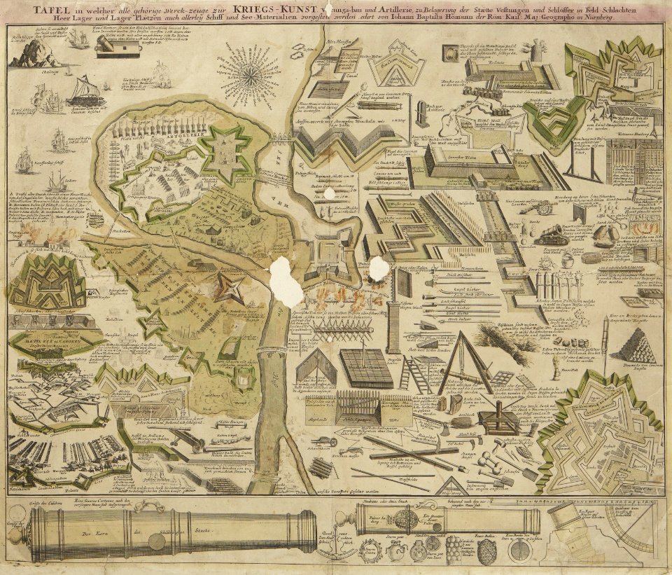 Tavla över krigskonst med artilleritillbehör, 1700-tal - Skoklosters slott - 98106