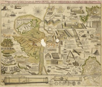 Tavla över krigskonst med artilleritillbehör, 1700-tal - Skoklosters slott - 98106