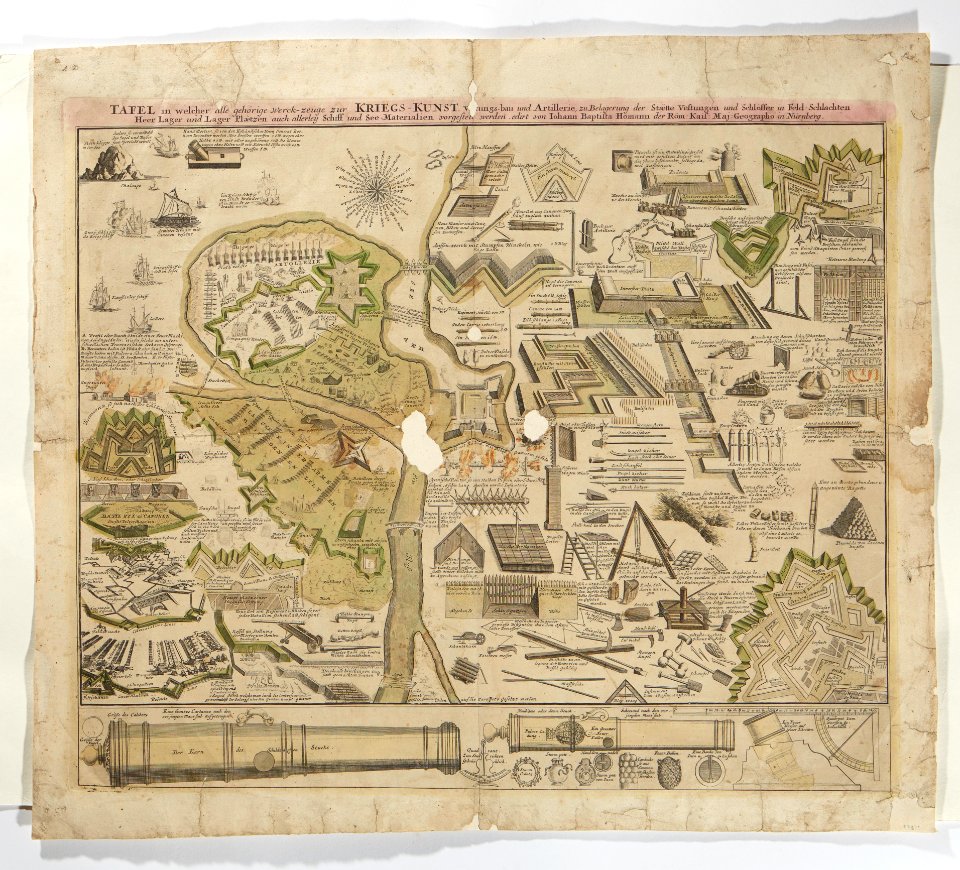 Tavla över krigskonst med artilleritillbehör, 1700-tal - Skoklosters slott - 98106