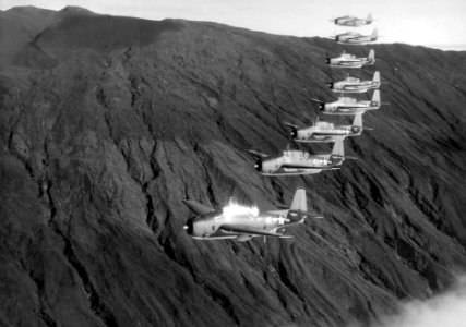 TBF-1s VT-10 over Maui 1943 photo