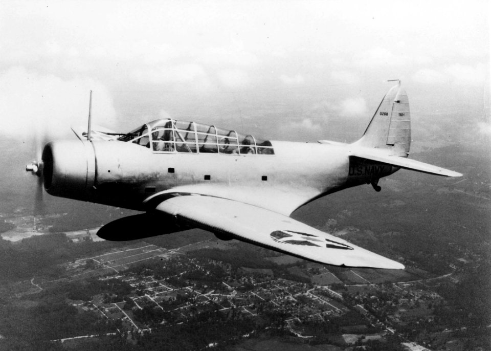TBD-1 in flight Anacostia left side 1937