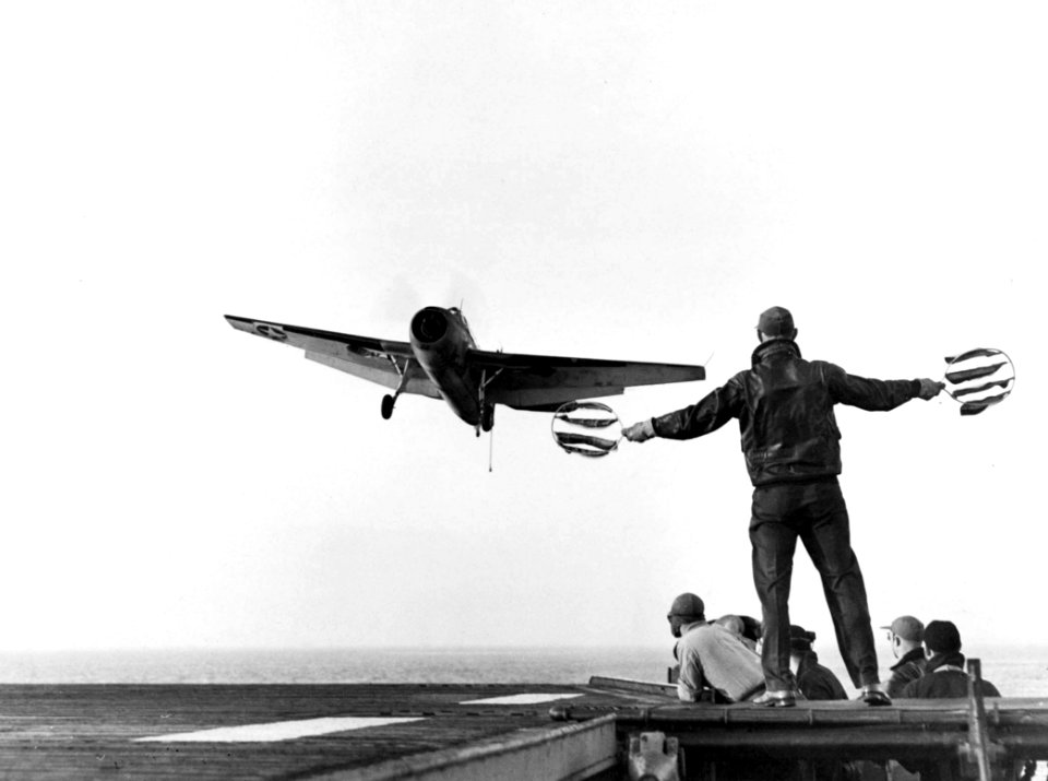 TBF VC-1 landing USS Card (CVE-11) 1943