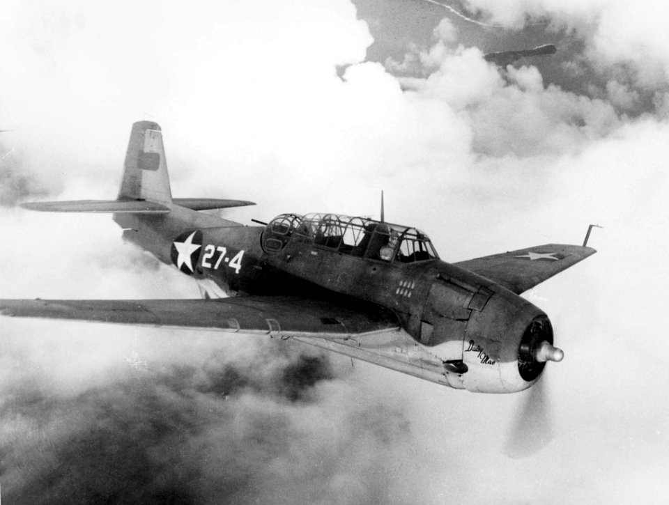 TBF-1 VMSB-131 in flight in the Solomons 1943