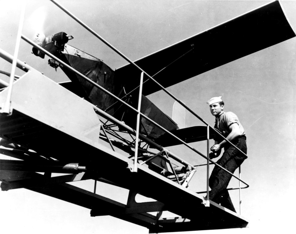 TDD drone on catapult of USS Wyoming (AG-17) on 9 May 1945