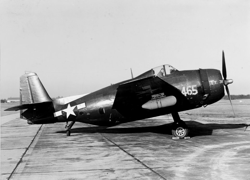 TBM-3E with aft cockpits removed at NAS Patuxent River in January 1946