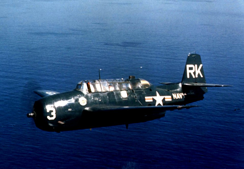 TBM-3R in flight off Korea