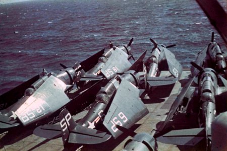 TBM-3Es on USS Siboney forward