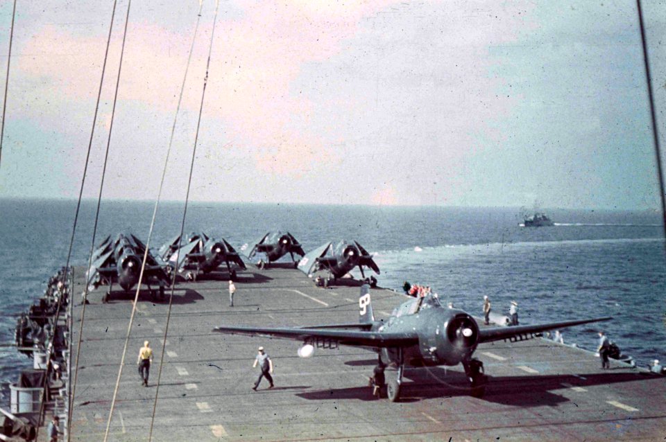 TBM-3Es on USS Siboney 1949