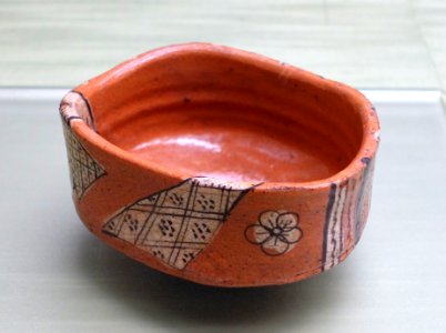 Tea bowl in shoe form, Mino ware, Aka oribe type, Edo period, 1600s AD, ceramic - Tokyo National Museum - Tokyo, Japan - DSC09496 photo