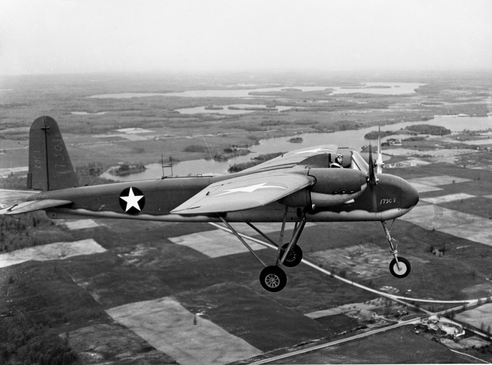TDN-1 drone during first (piloted) flight near Traverse City, Michigan (USA), on 19 May 1943