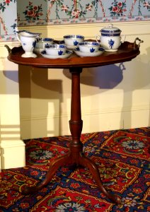 Tea set, China for export, c. 1795, porcelain, on stand, New England, 1780-1790, mahogany - Concord Museum - Concord, MA - DSC05787 photo