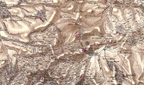 Tebnine and the surrounding area in the Survey of Western Palestine 1880.02 (cropped)