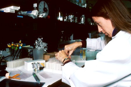 Technician performing laboratory test photo