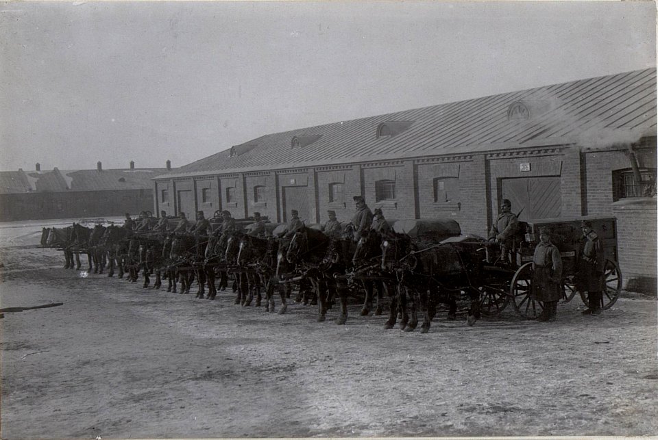 Technischer Kurs.Minenbohrzug mit Pferden (BildID 15663081)